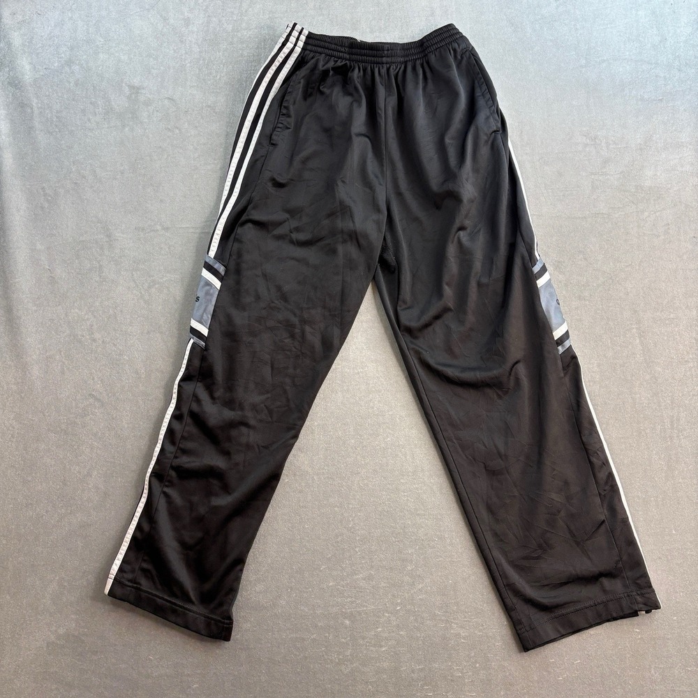 Vintage Adidas Tear Away Track Pants Black Snap Men's Size S